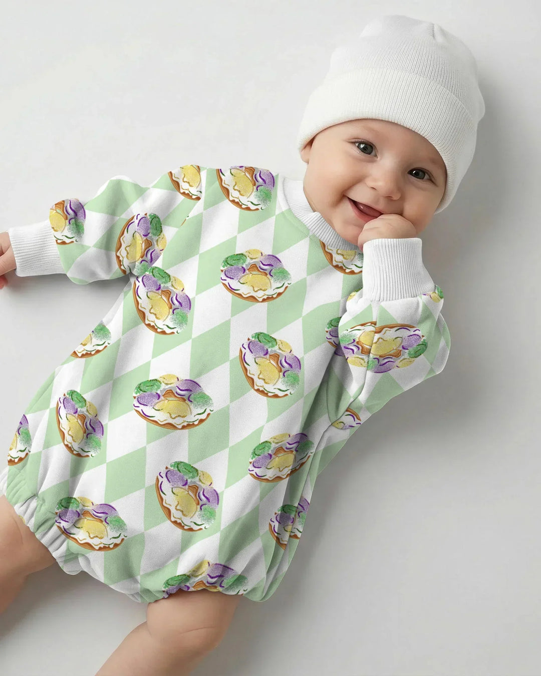 Mardi Gras Donut Bamboo Bubble Romper