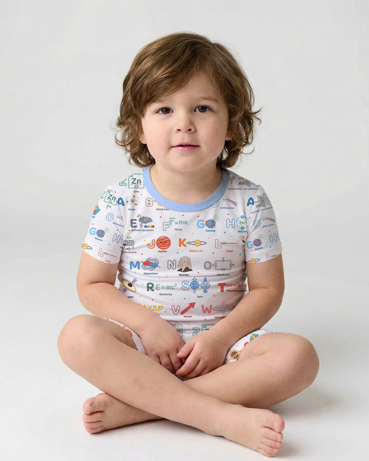 The Physics Alphabet Bamboo Two Piece Short Sleeve Shorts Pajama Set