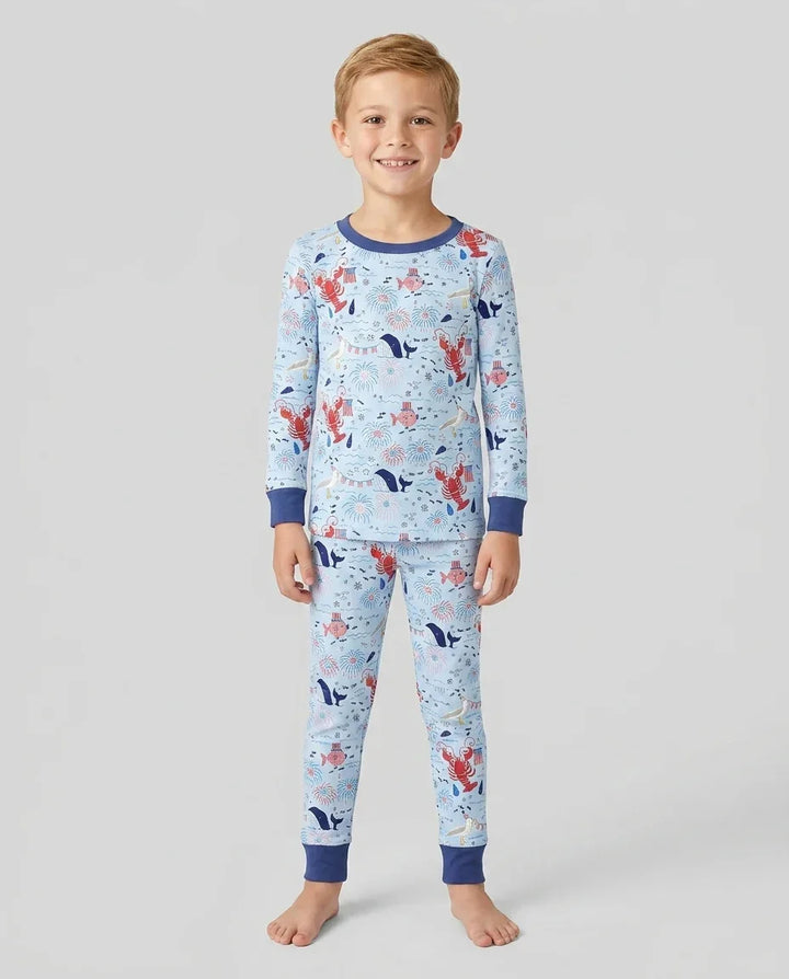 250 Summers Strong Matching Family Bamboo Two Piece Long Sleeve Pajama Set
