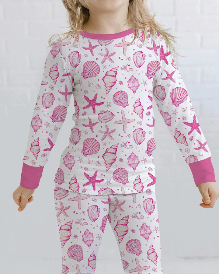 Coastal Charm Family Matching Bamboo Two Piece Long Sleeve Pajama Set