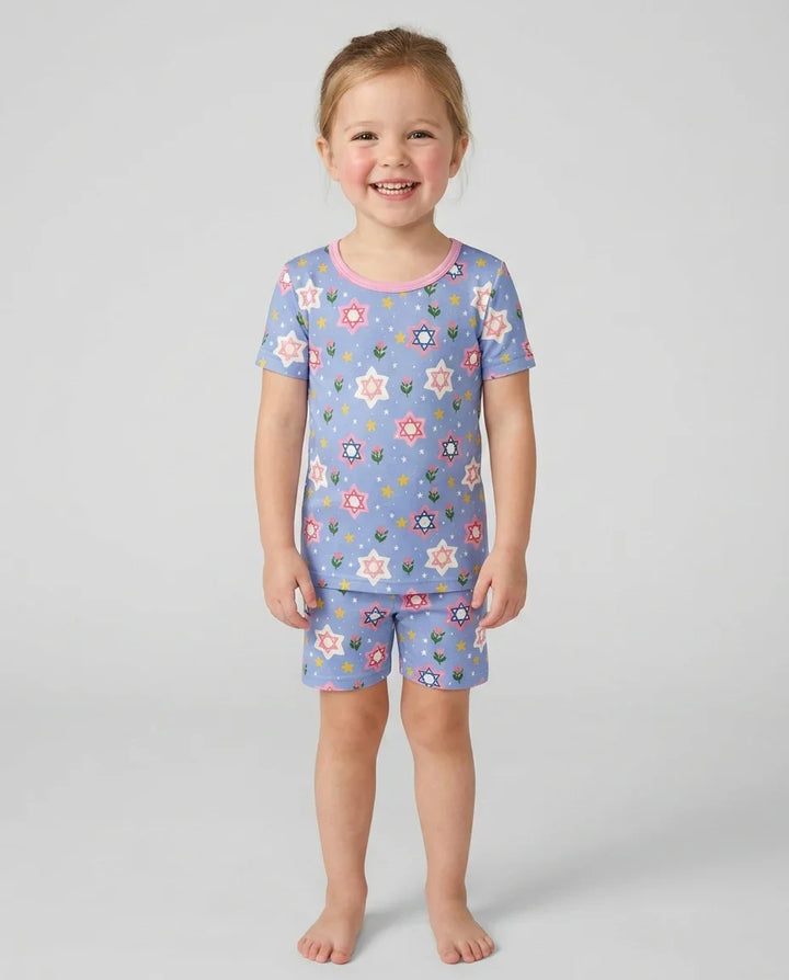 Starry Bloom Blessings Family Matching Bamboo Two Piece Short Sleeve Shorts Pajama Set