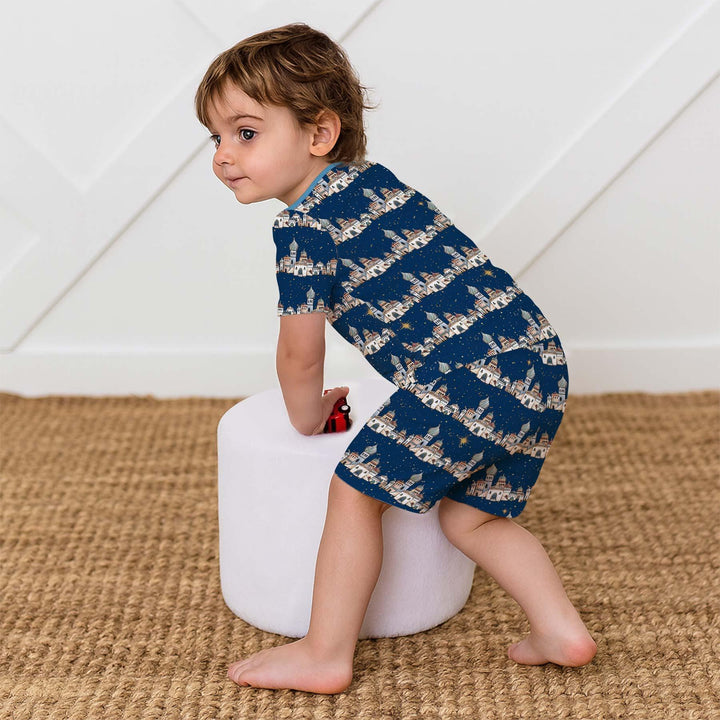 O Little Town of Bethlehem Bamboo Two Piece Short Sleeve Shorts Pajama Set