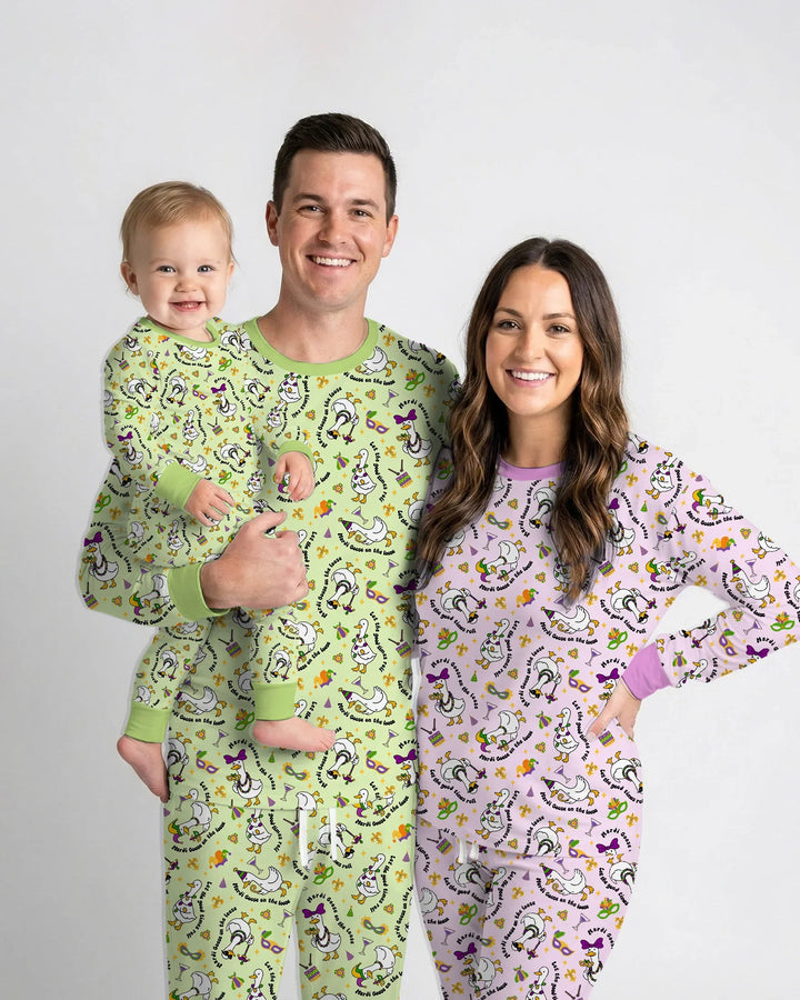 Mardi Gras Silly Goose Bamboo Women Pajama Set