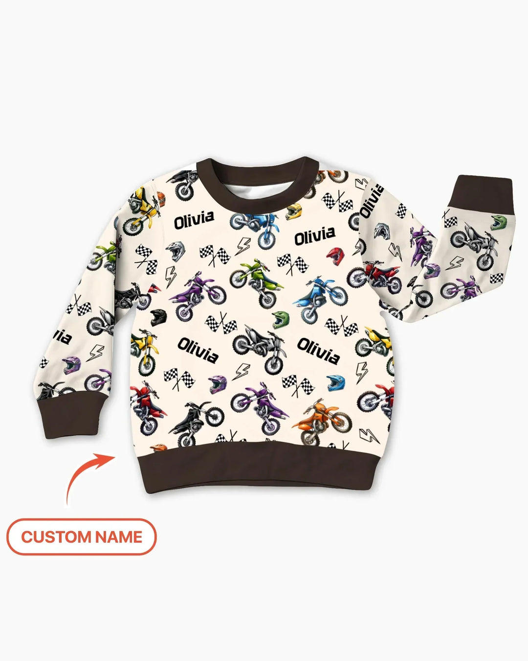 Custom Name Little Dirt Bike Rider Bamboo Crewneck Sweatshirt