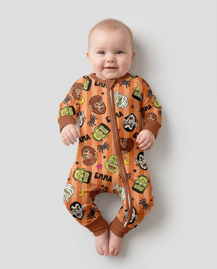 Custom Name Spooky Monsters Bamboo Convertible Zippy