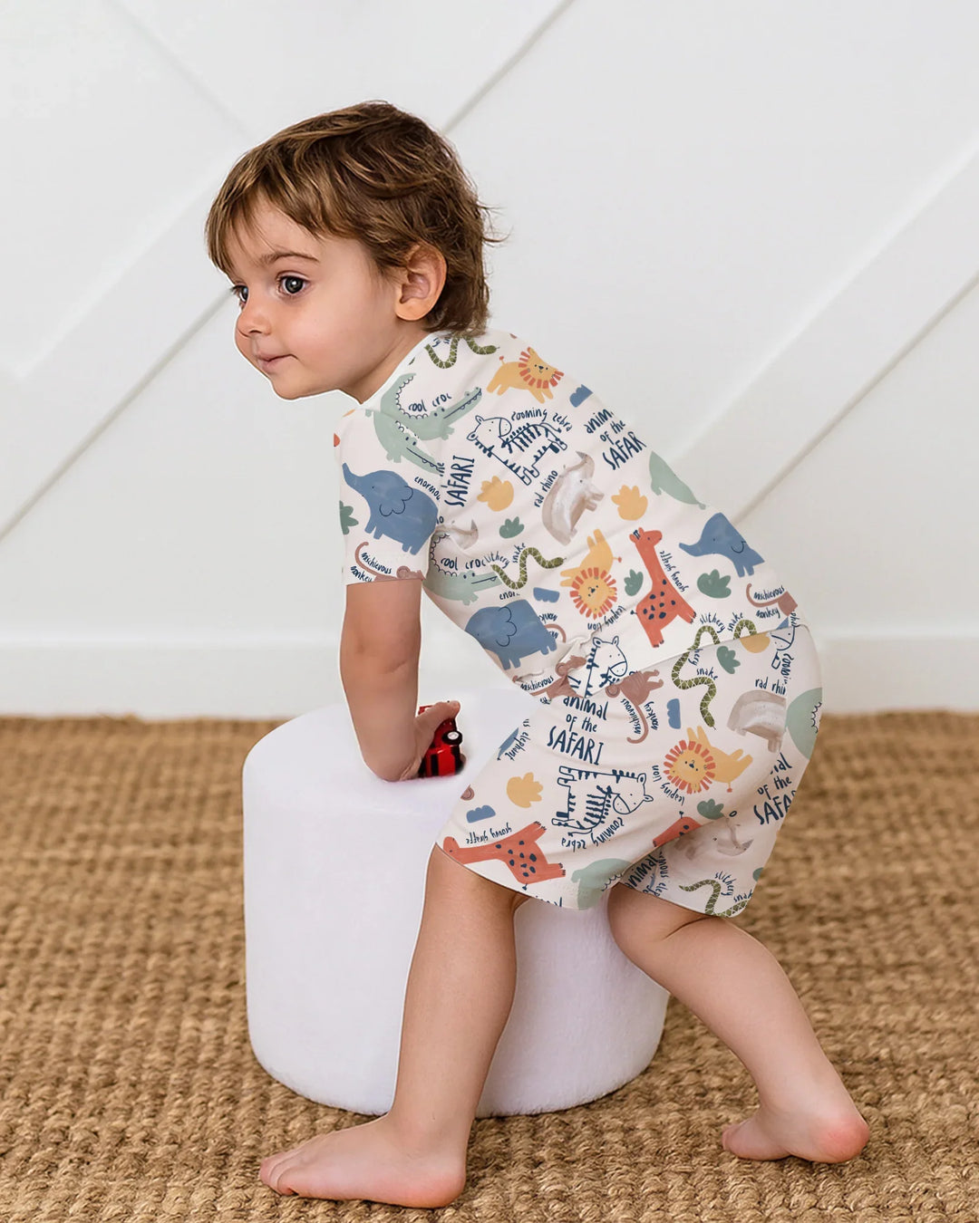 Funny African Animals Bamboo Two Piece Short Sleeve Shorts Pajama Set
