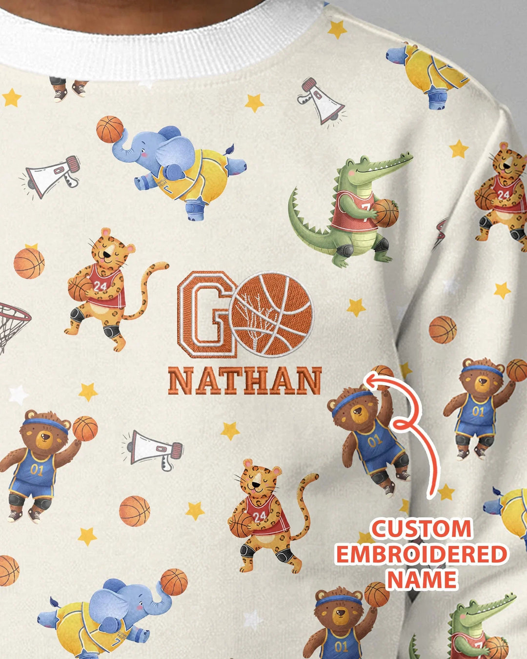 Custom Name Embroidered Wild Hoops Showdown Bamboo Crewneck Sweatshirt