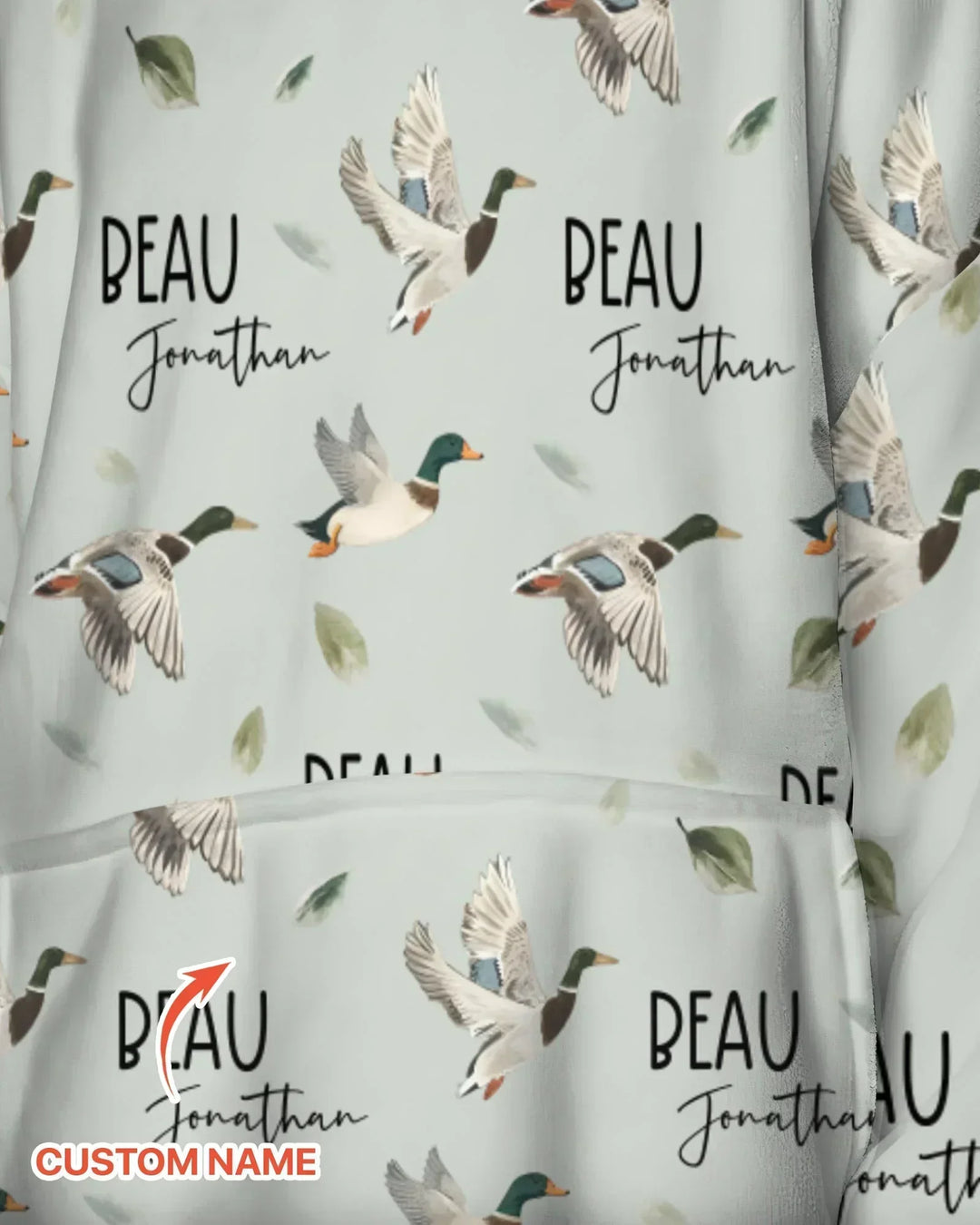 Custom Name Mallard Duck Bamboo Blanket Hoodie