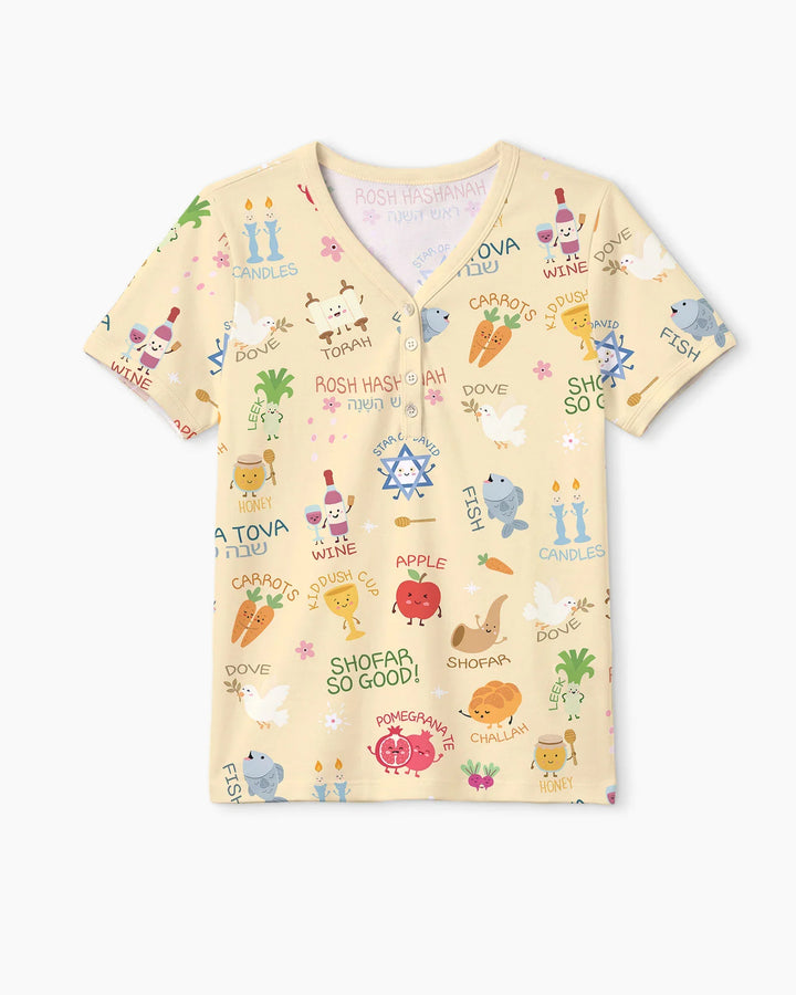 Family Rosh Hashanah Matching Bamboo Women Short Sleeve Short Pajama Set
