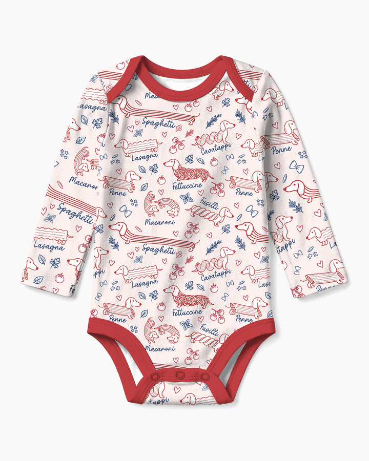 Funny Dachshund Pasta Pups Bamboo Bodysuit