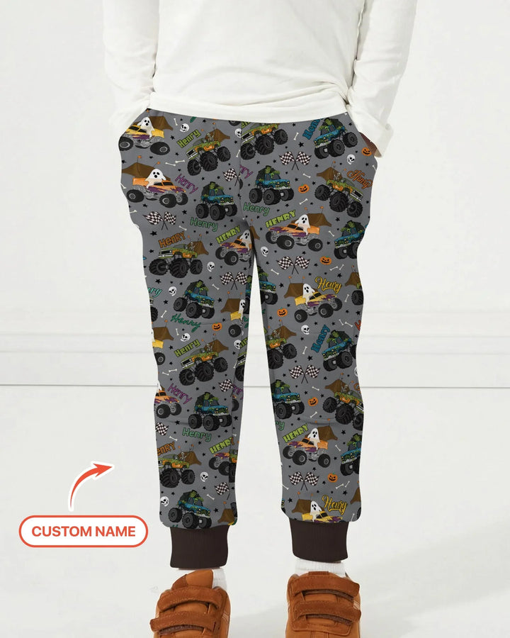Custom Name Halloween Creepy Crusher Family Matching Bamboo Jogger