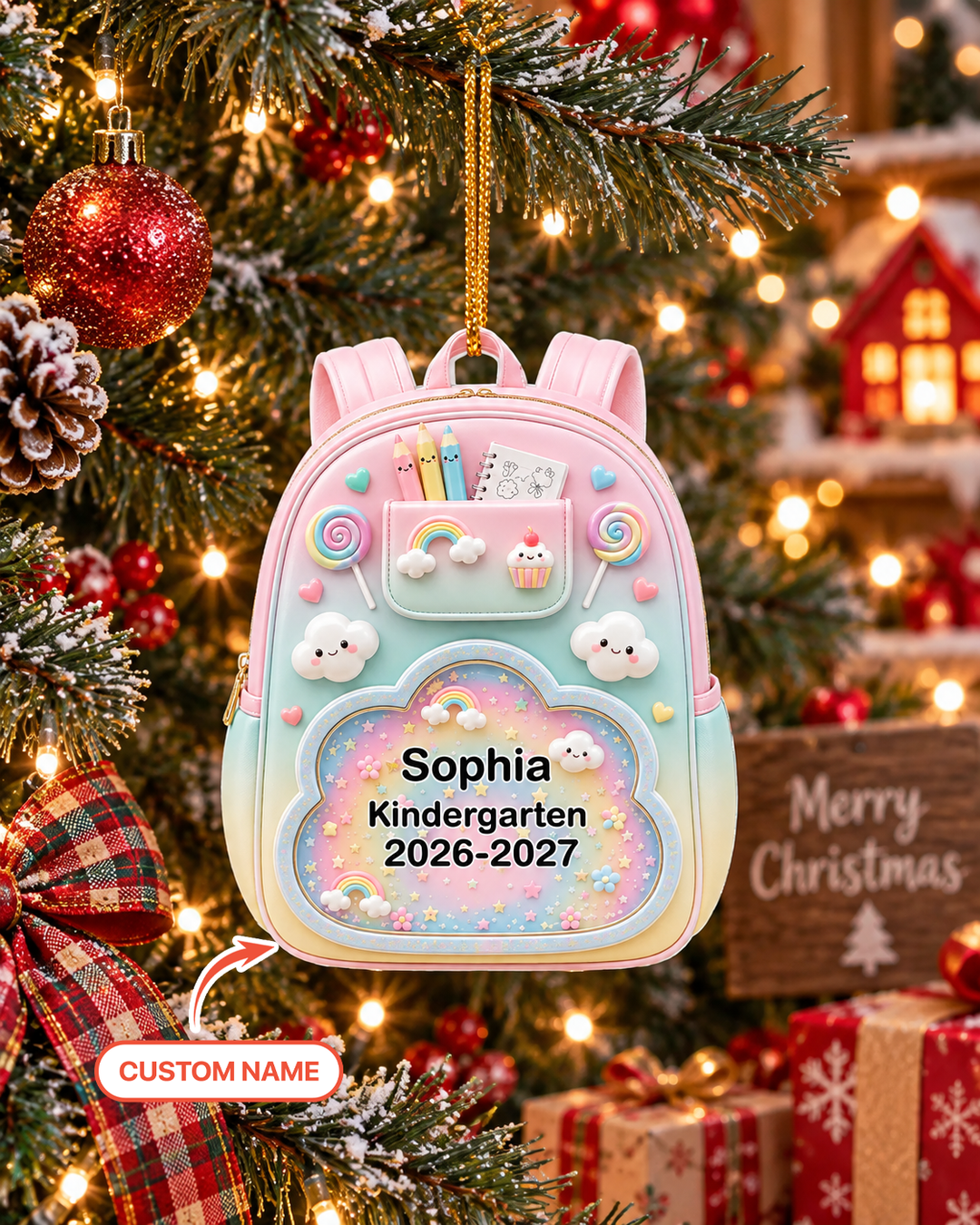 Kids School Backpack Acrylic Ornament