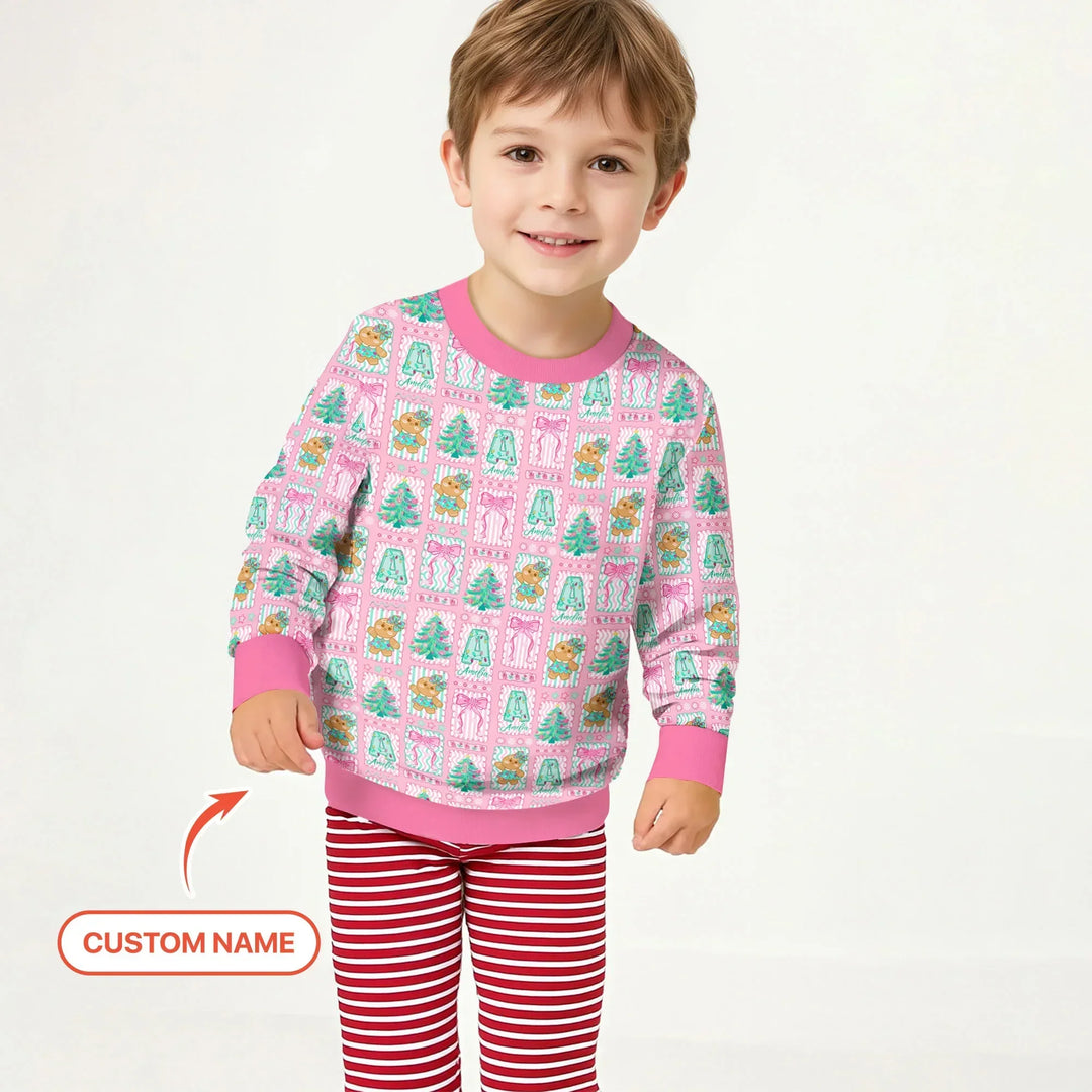 Custom Name "Merry Pink Christmas" Bamboo Crewneck Sweatshirt