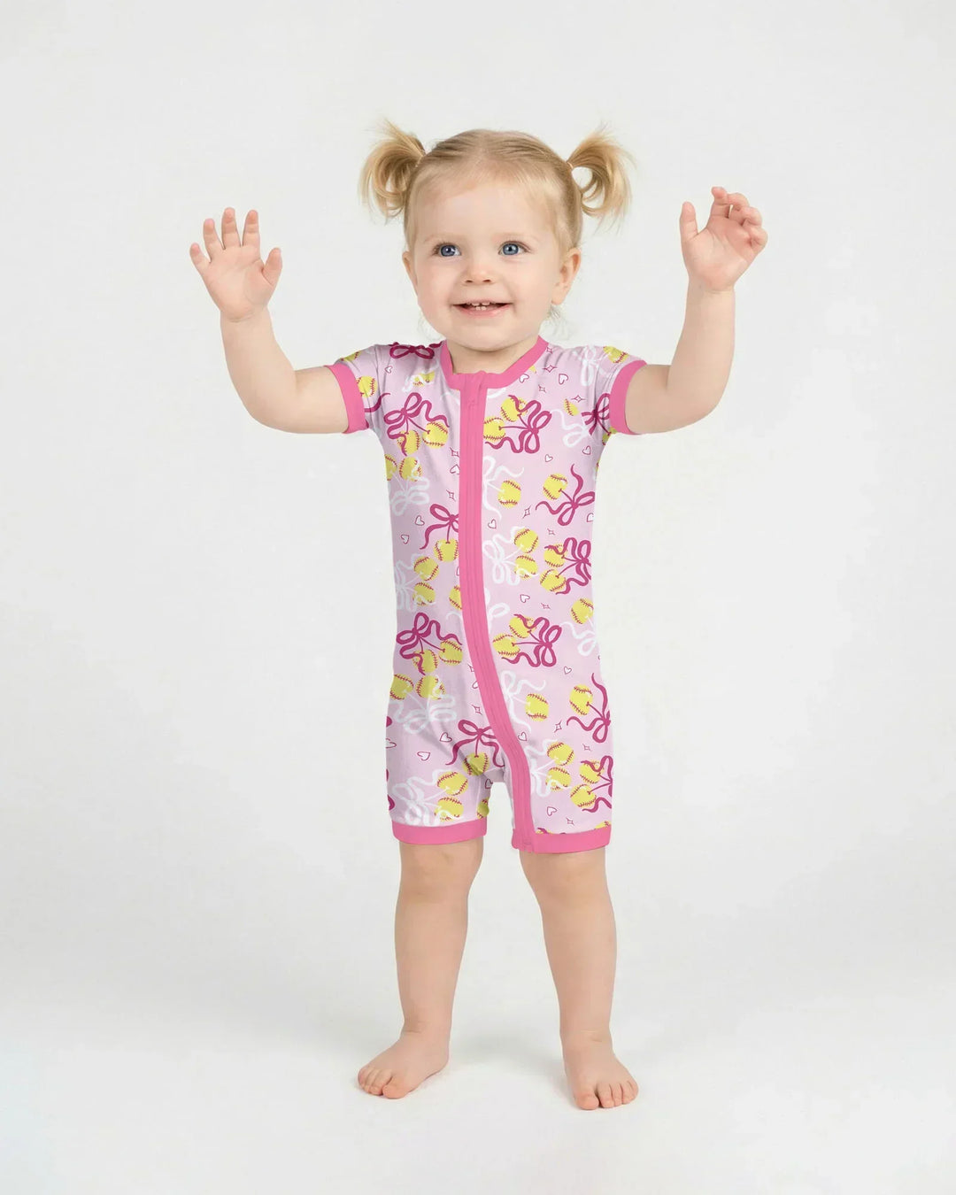 Softball Cherry Mom And Girl Matching Bamboo Shorty Zippy