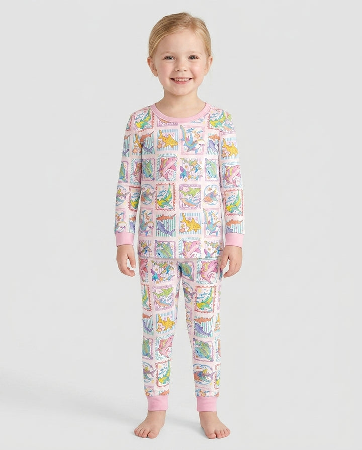 Shark Tropical Bamboo Two Piece Long Sleeve Pajama Set