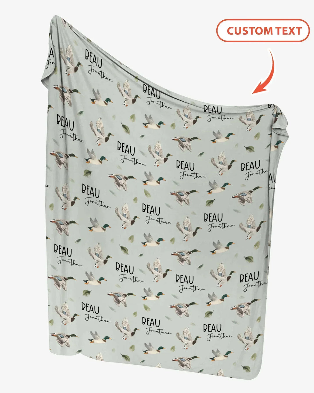 Custom Name Mallard Duck swaddle blanket