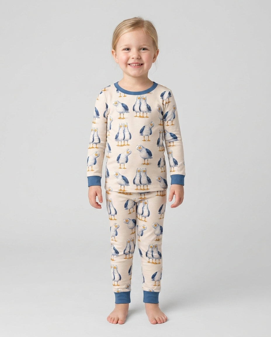 Goofy Seagulls Bamboo Two Piece Long Sleeve Pajama Set