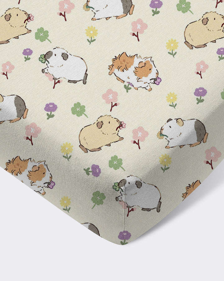 Guinea Pig Garden Bamboo Fitted Crib Sheet