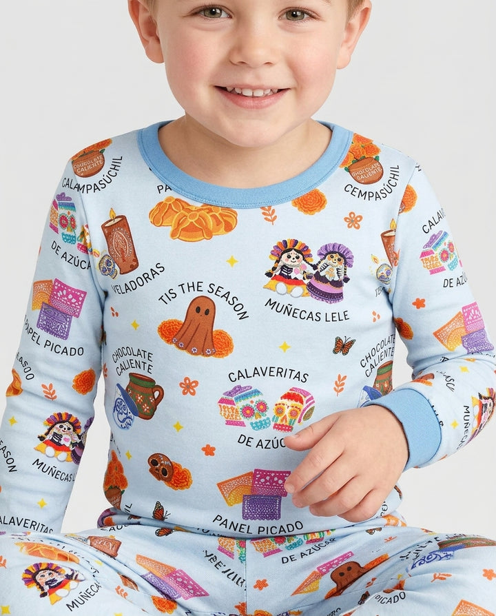 Tis the Dia De Muertos Season Bamboo Two Piece Long Sleeve Pajama Set