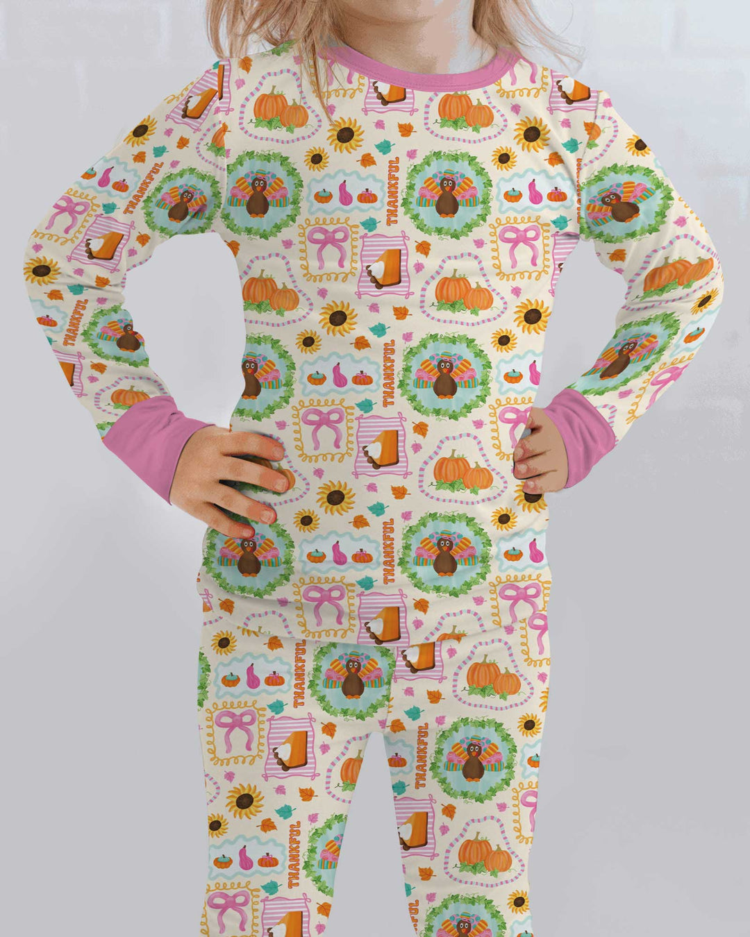 Sweet Thanksgiving Harvest Bamboo Two Piece Long Sleeve Pajama Set