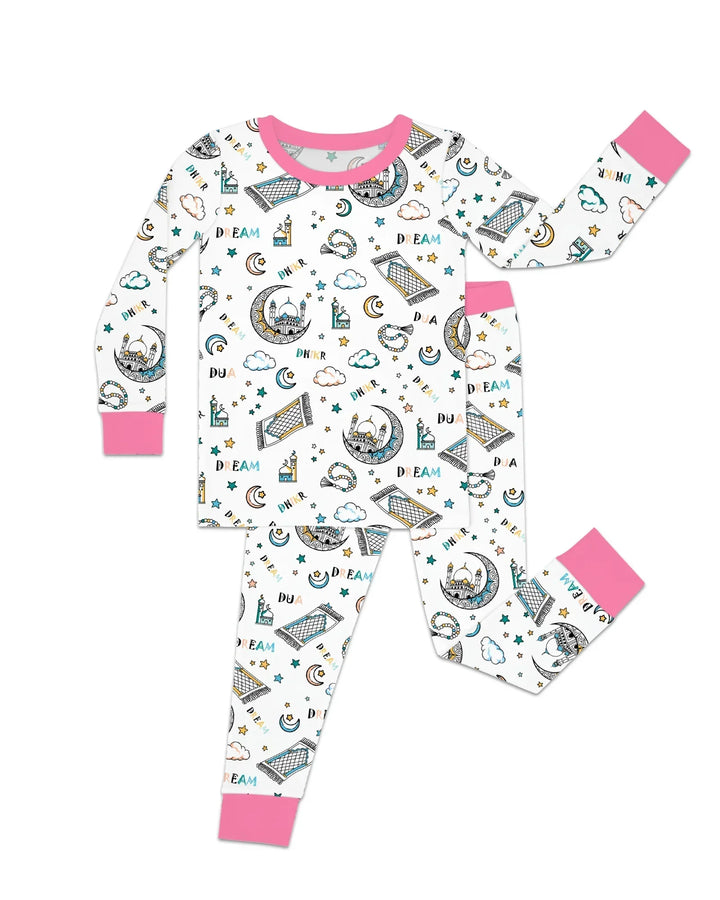 Dua, Dhikr, Dream Matching Family Bamboo Two Piece Long Sleeve Pajama Set