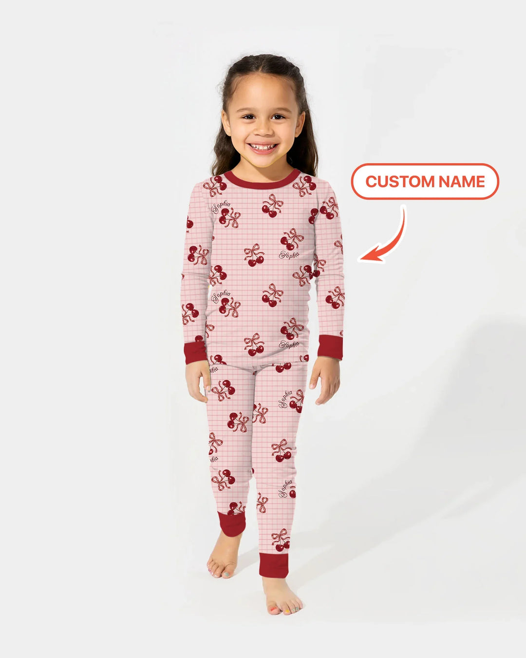 Cherry Mom and Me Bamboo Two Piece Long Sleeve Pajama Set
