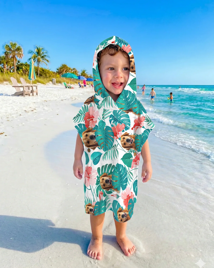 Hawaiian Custom Photo Dog Bamboo Swim Poncho