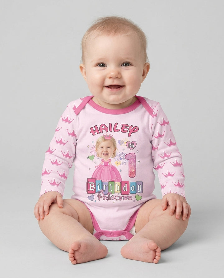 Custom Photo Birthday Princess Bamboo Bodysuit