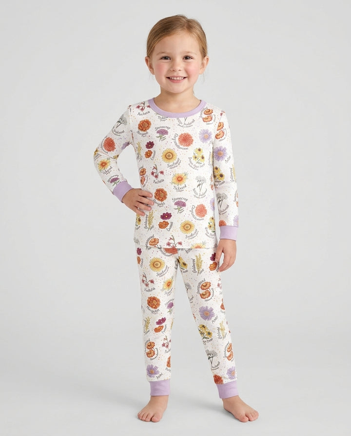 Autumn Blooms of North America Bamboo Two Piece Long Sleeve Pajama Set