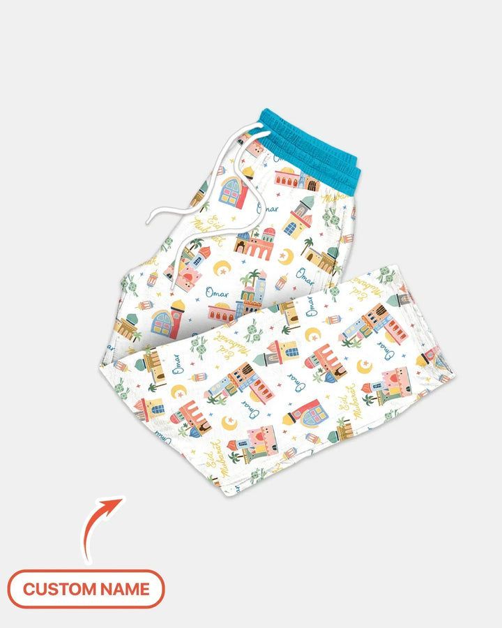 Eid Mubarak Custom Name Bamboo Men's Pajama Set
