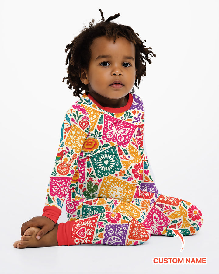 Mexican Fiesta Papel Picado Hispanic Bamboo Two Piece Long Sleeve Pajama Set