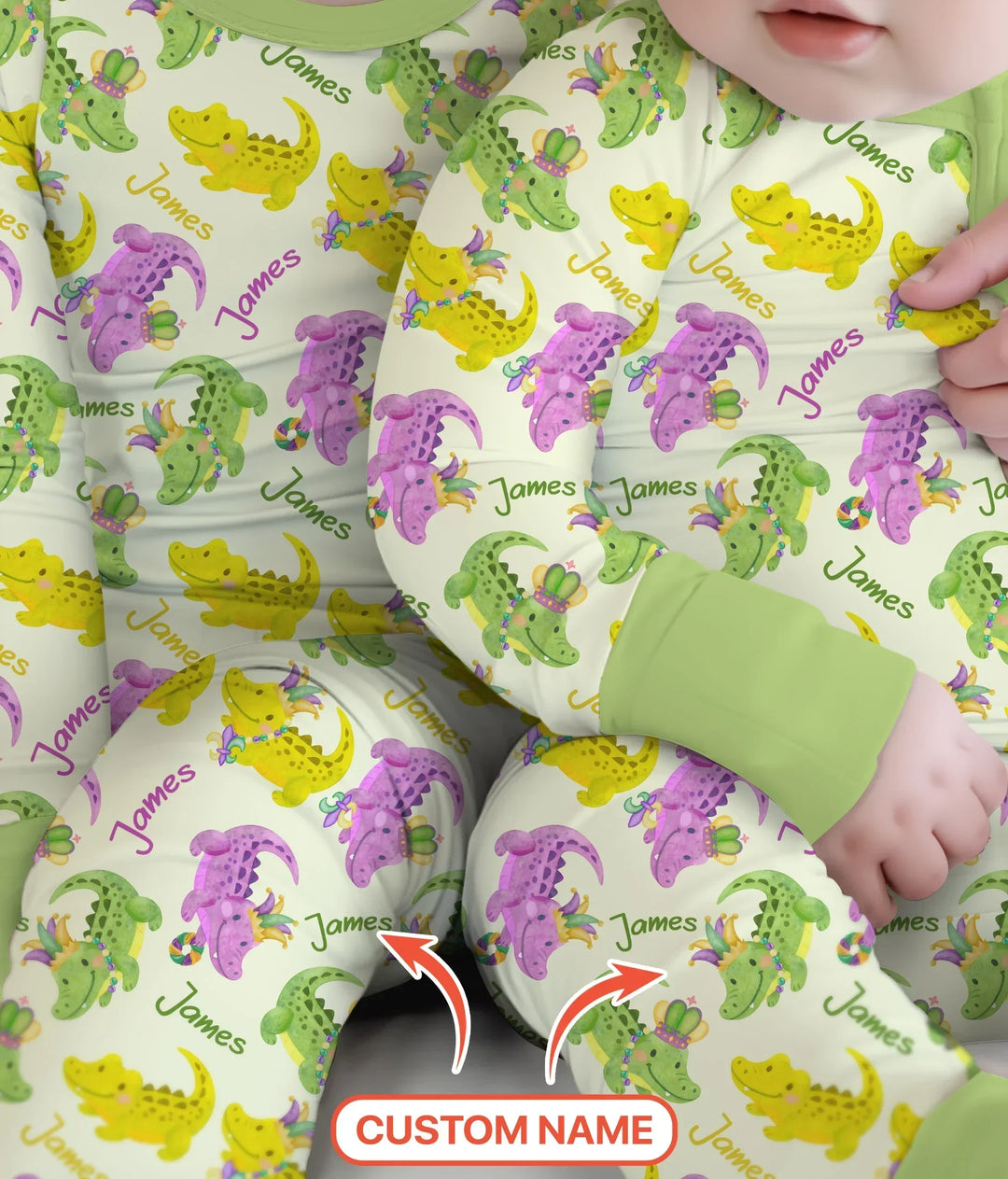 Custom Name Mardi Gras Alligator Bamboo Convertible Zippy