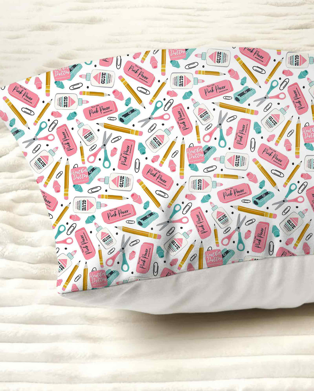 Pink Power School Supplies Bamboo Pillow Case