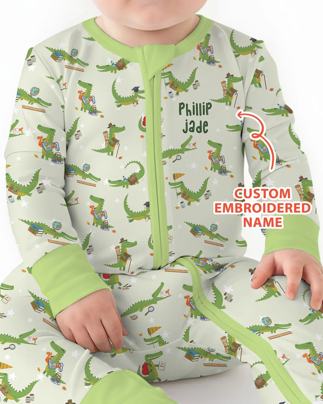 Custom Name Embroidered Alligator Bamboo Convertible Zippy