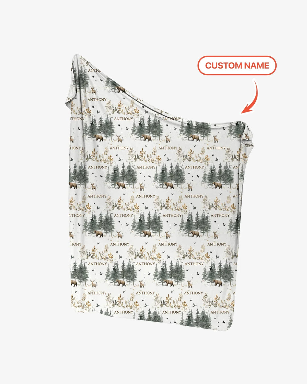 Custom Name Forest Bear Deer swaddle blanket