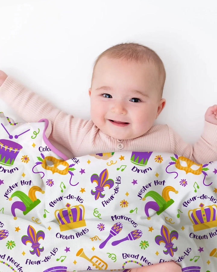 Mardi Gras Family Matching Toddler Bamboo Blanket