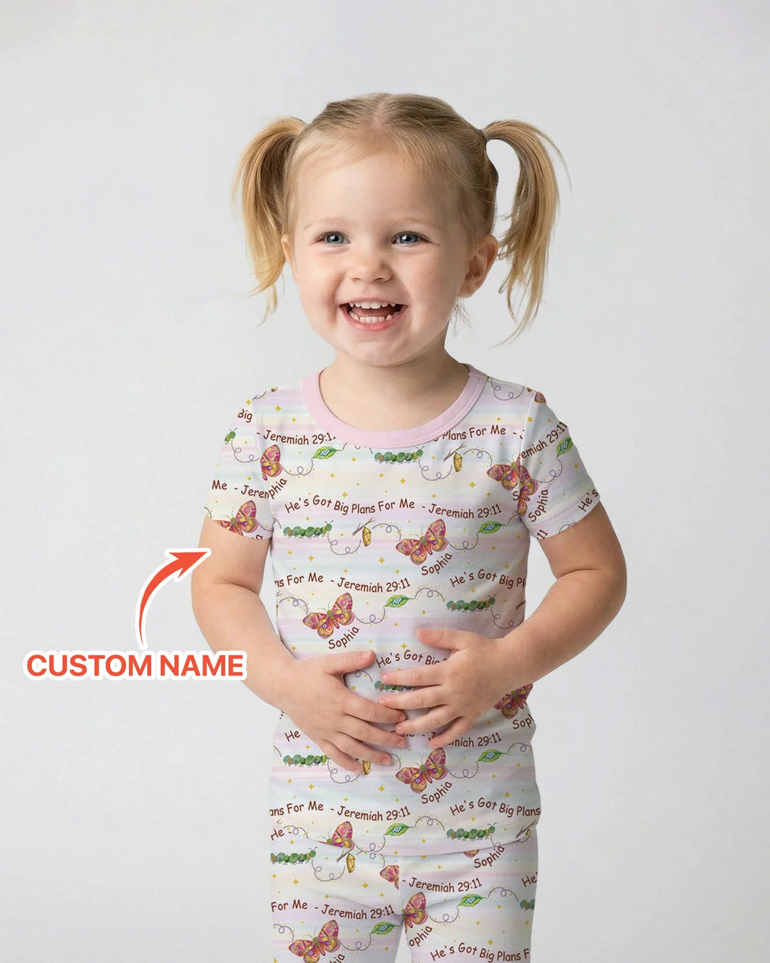 Custom Name He's Got Big Plans For Me Bamboo Two Piece Short Sleeve Pajama Set