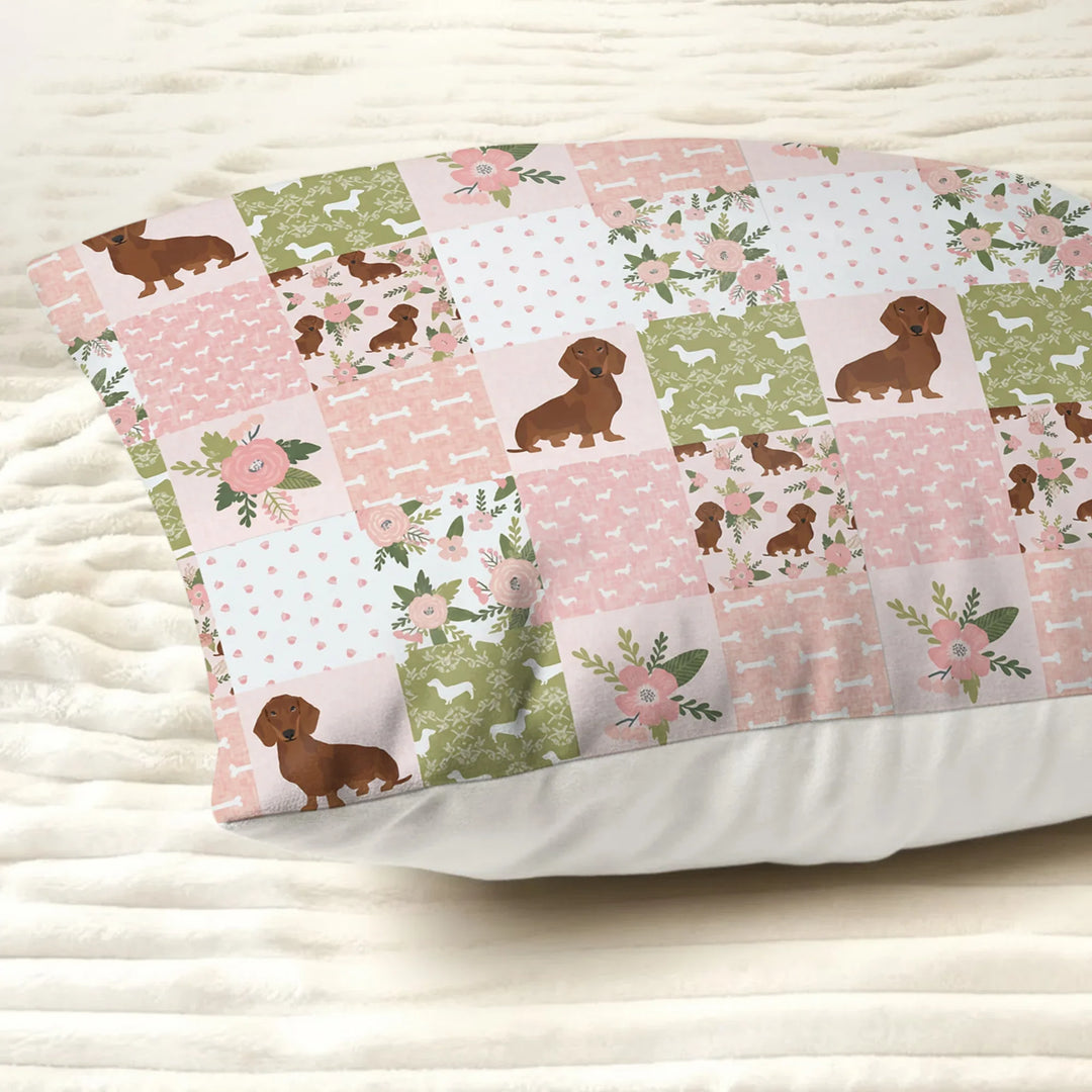 Floral Dachshund Grace Bamboo Pillow Case