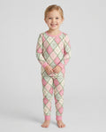Pink Christmas Patchwork Mommy & Me Matching Bamboo Two Piece Long Sleeve Pajama Set