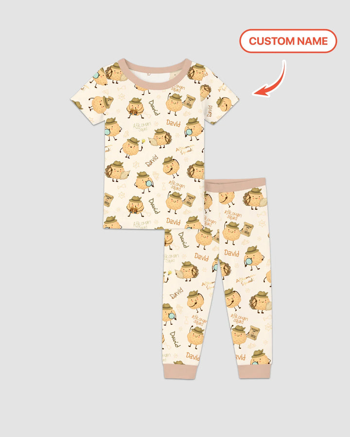 Custom Name Passover Afikoman Bamboo Two Piece Short Sleeve Pajama Set