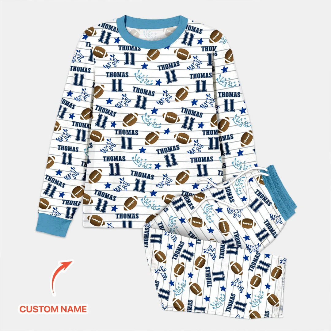 Custom Name Football Time Bamboo Men's Pajama Set