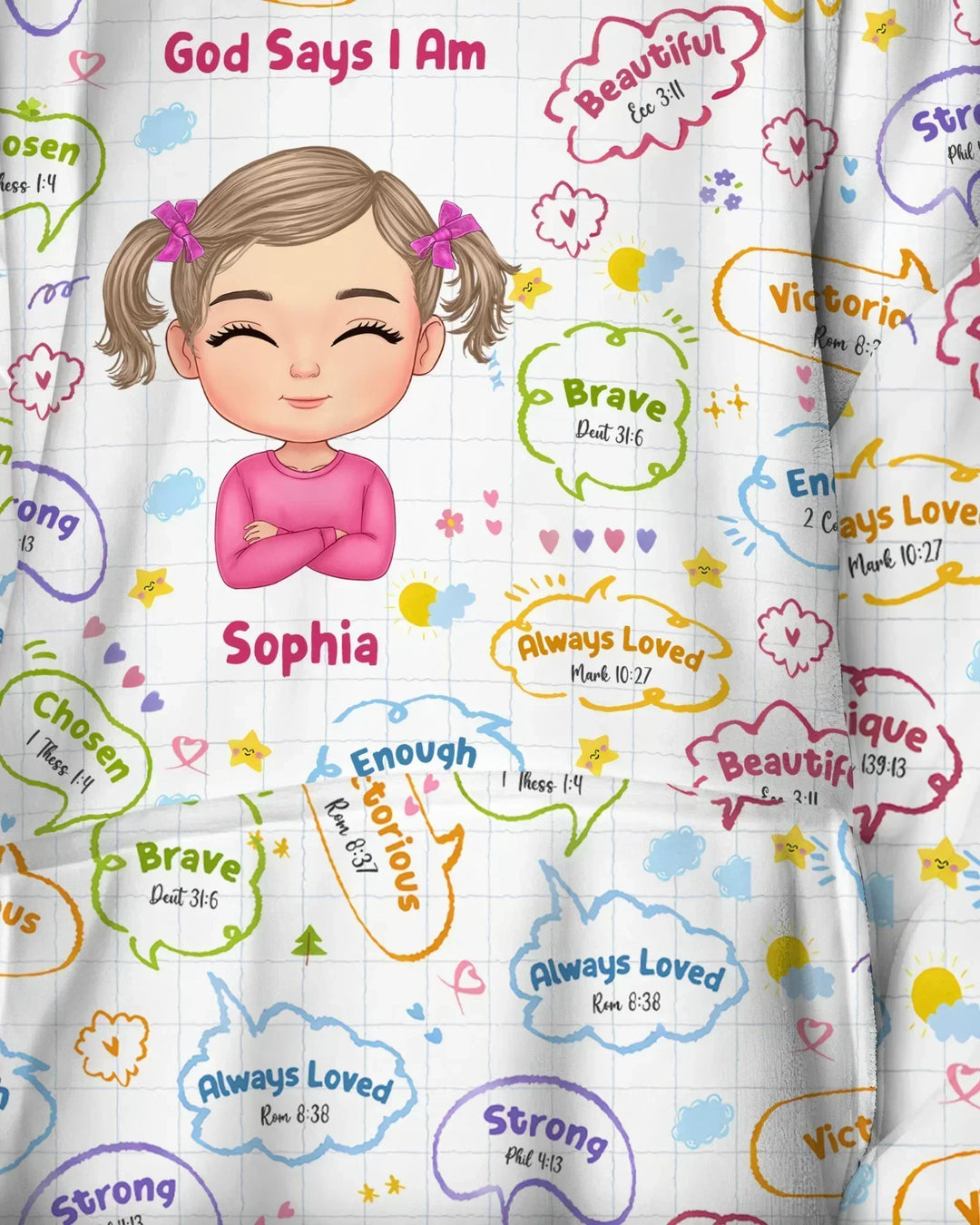 Personalized God Says I Am- Baby Girl Bamboo Blanket Hoodie