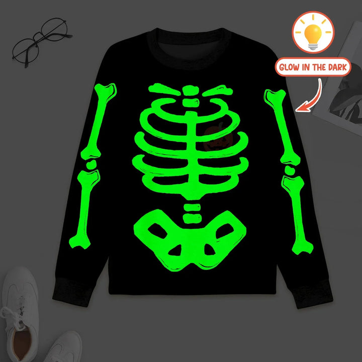 Halloween Glow In The Dark Skeleton Men's Pajama Set , Halloween Glow In The Dark Skeleton Men's Pajama Set - XS