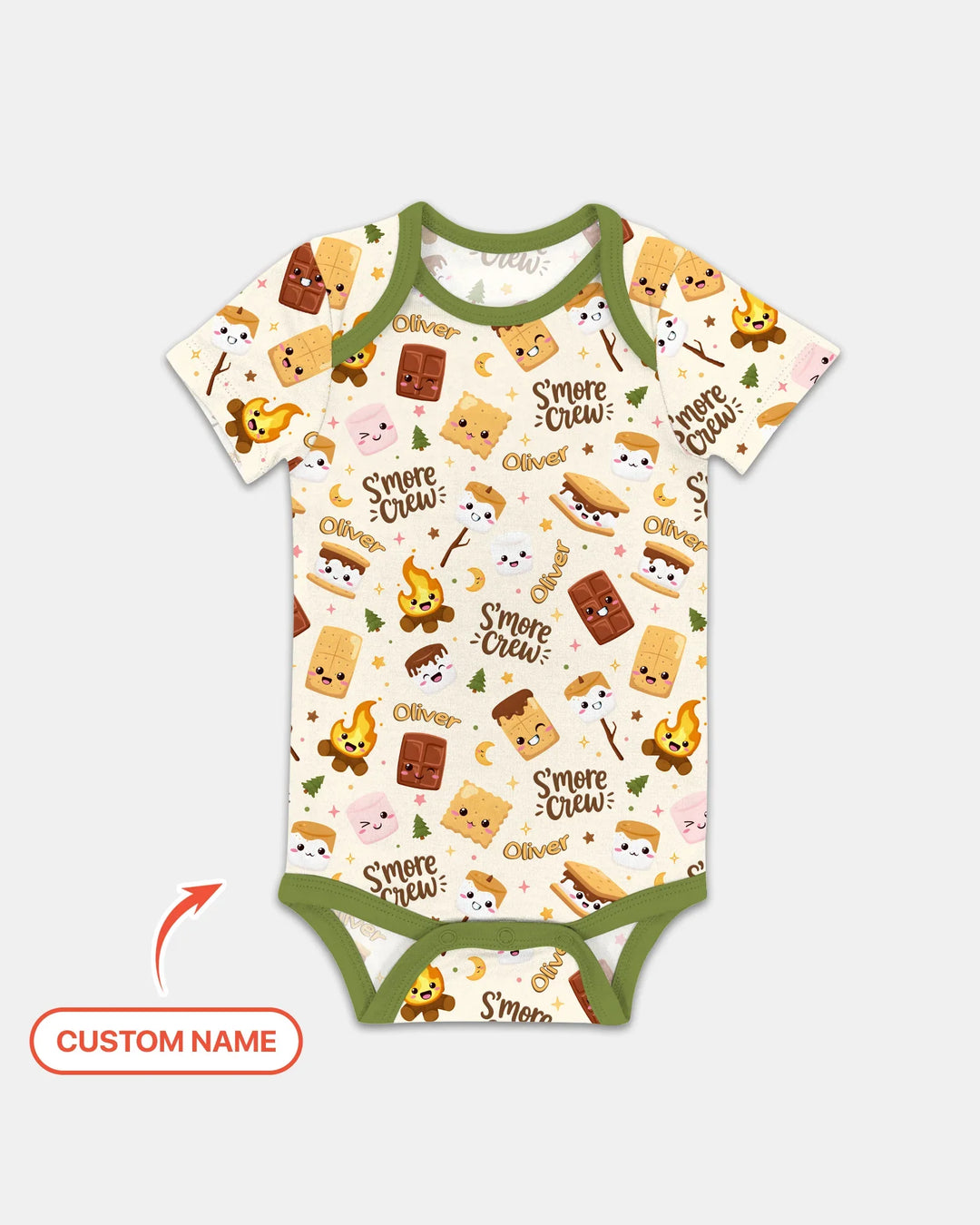Custom Name Kawaii S'more Crew Family Matching Bamboo Bodysuit
