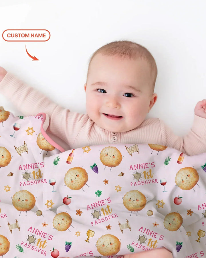 Custom Name 1st Passover Bamboo Blanket