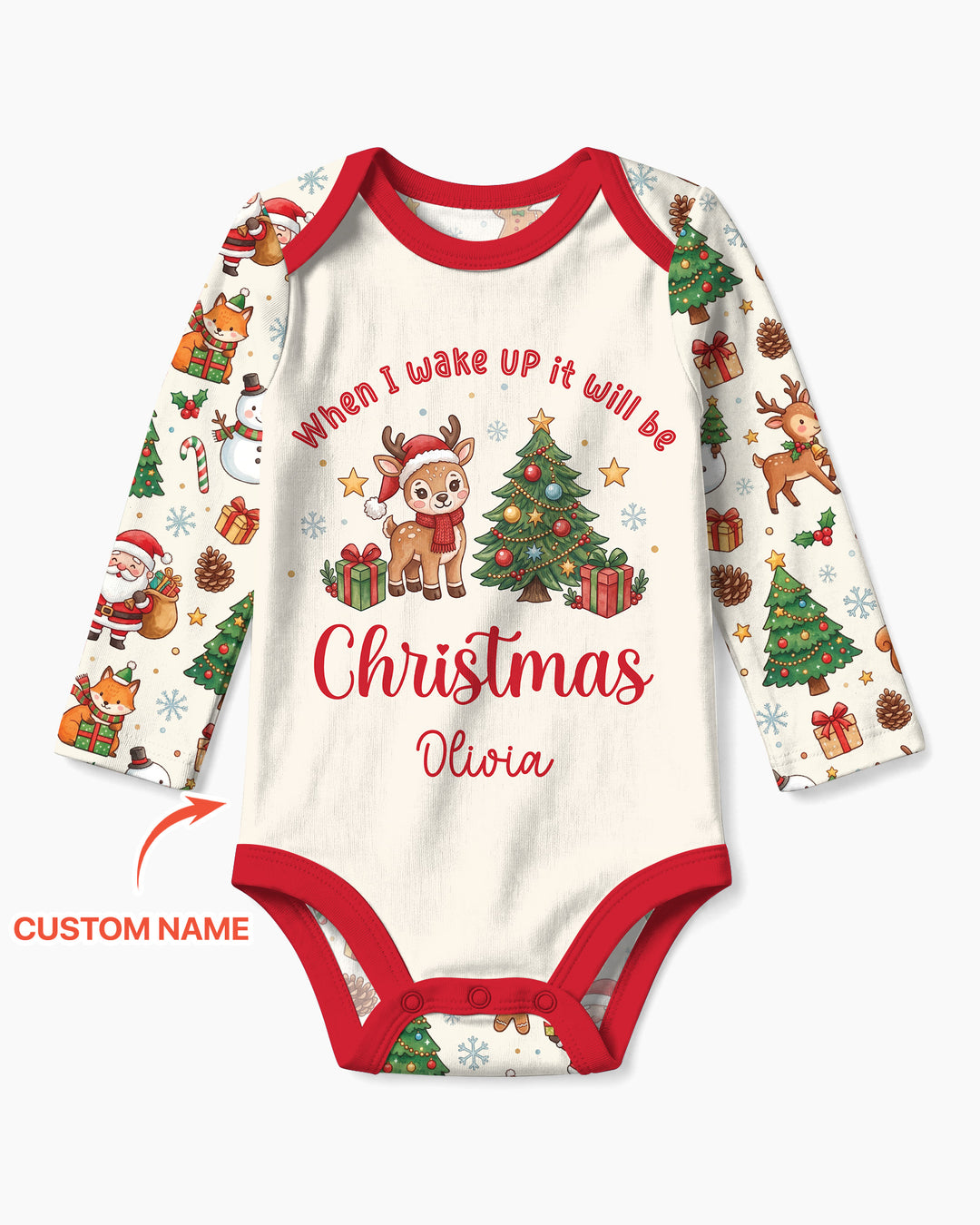 Custom Name When I Wake Up It's Will Be Christmas Bamboo Bodysuit