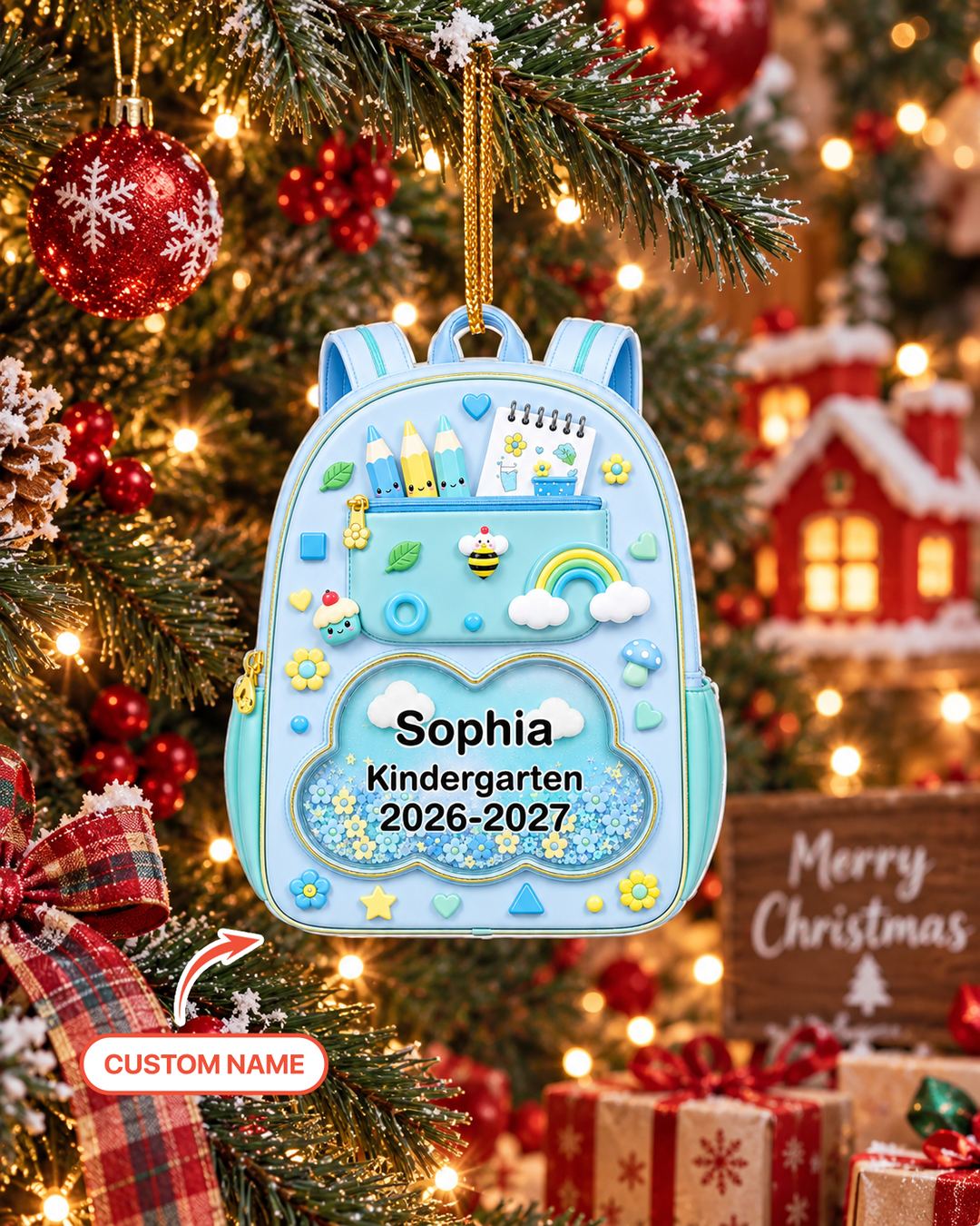 Kids School Backpack Acrylic Ornament