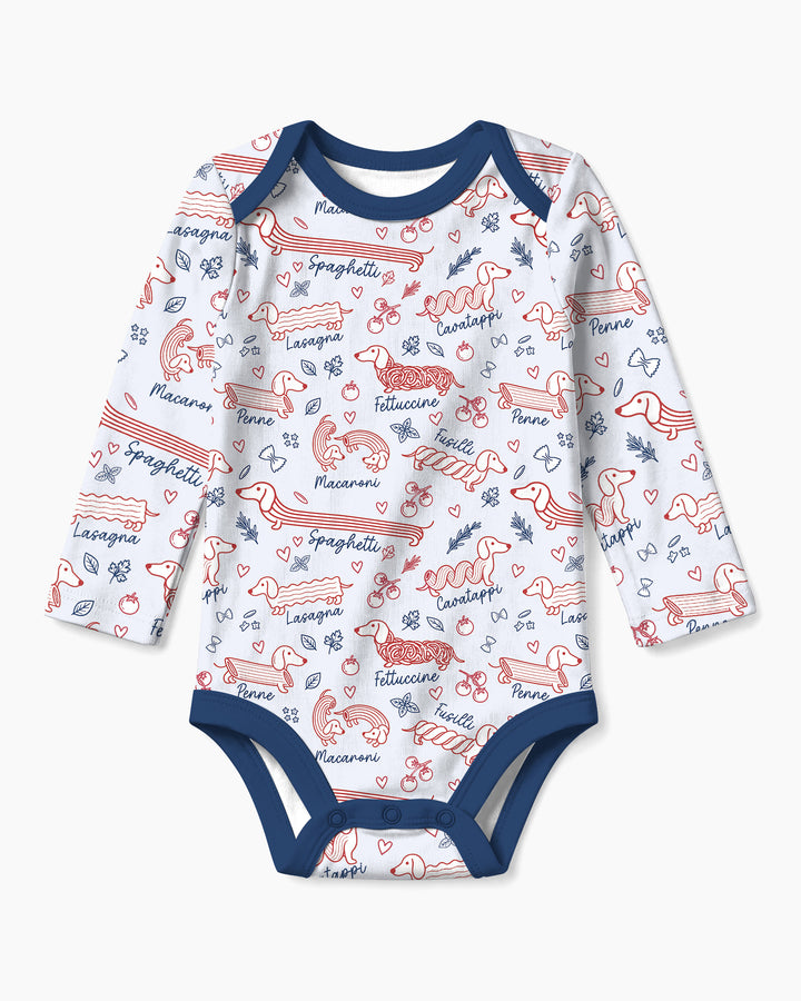 Funny Dachshund Pasta Pups Bamboo Bodysuit