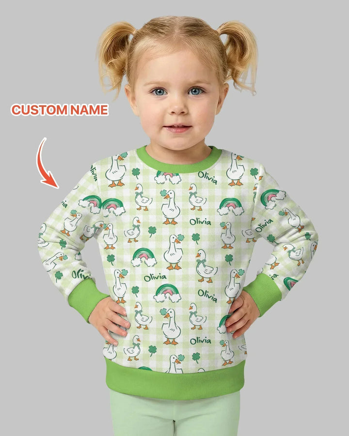 Custom Name Lucky Ducks Bamboo Crewneck Sweatshirt