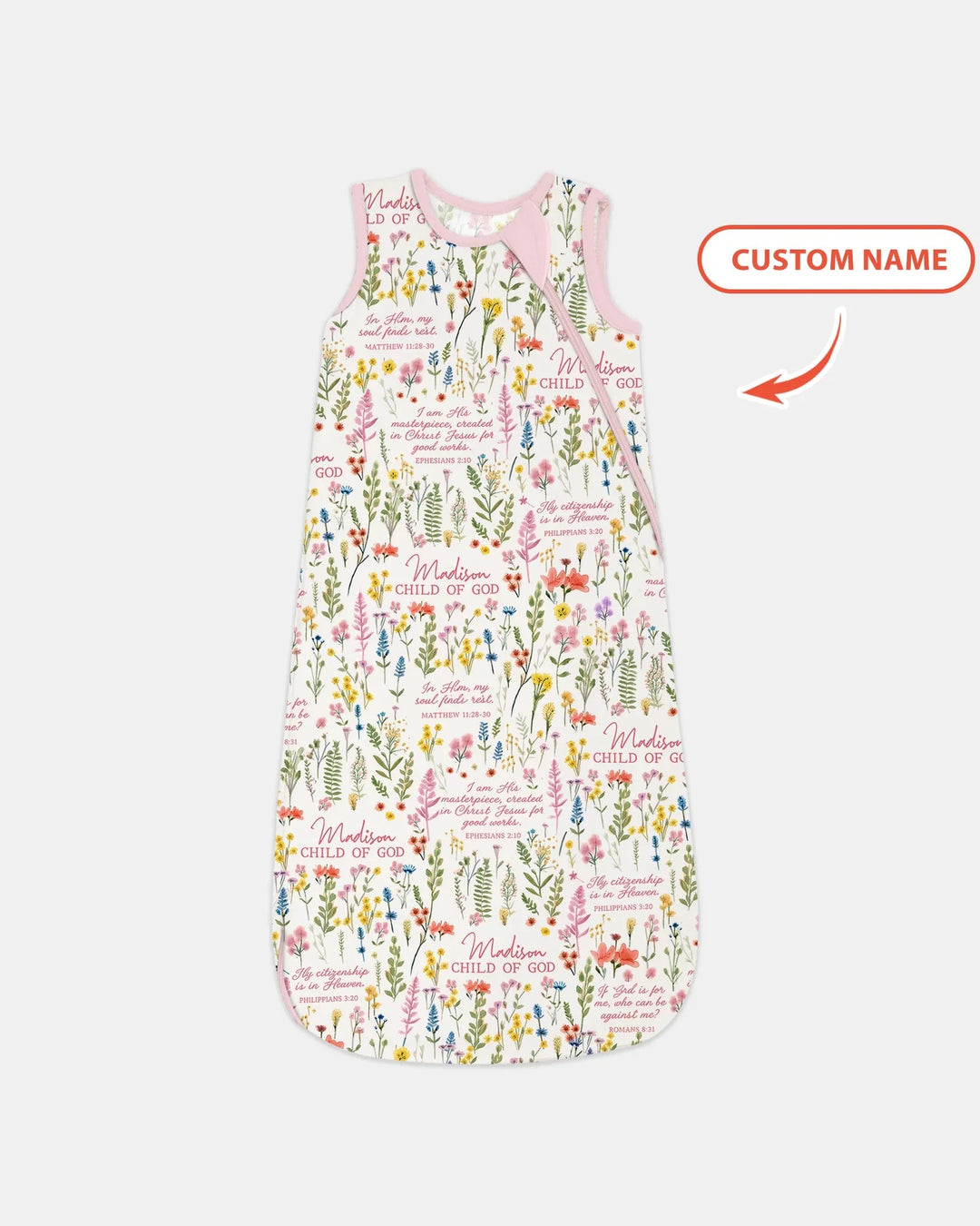 Custom Name Child of God Flower Garden Bamboo Sleep Bag